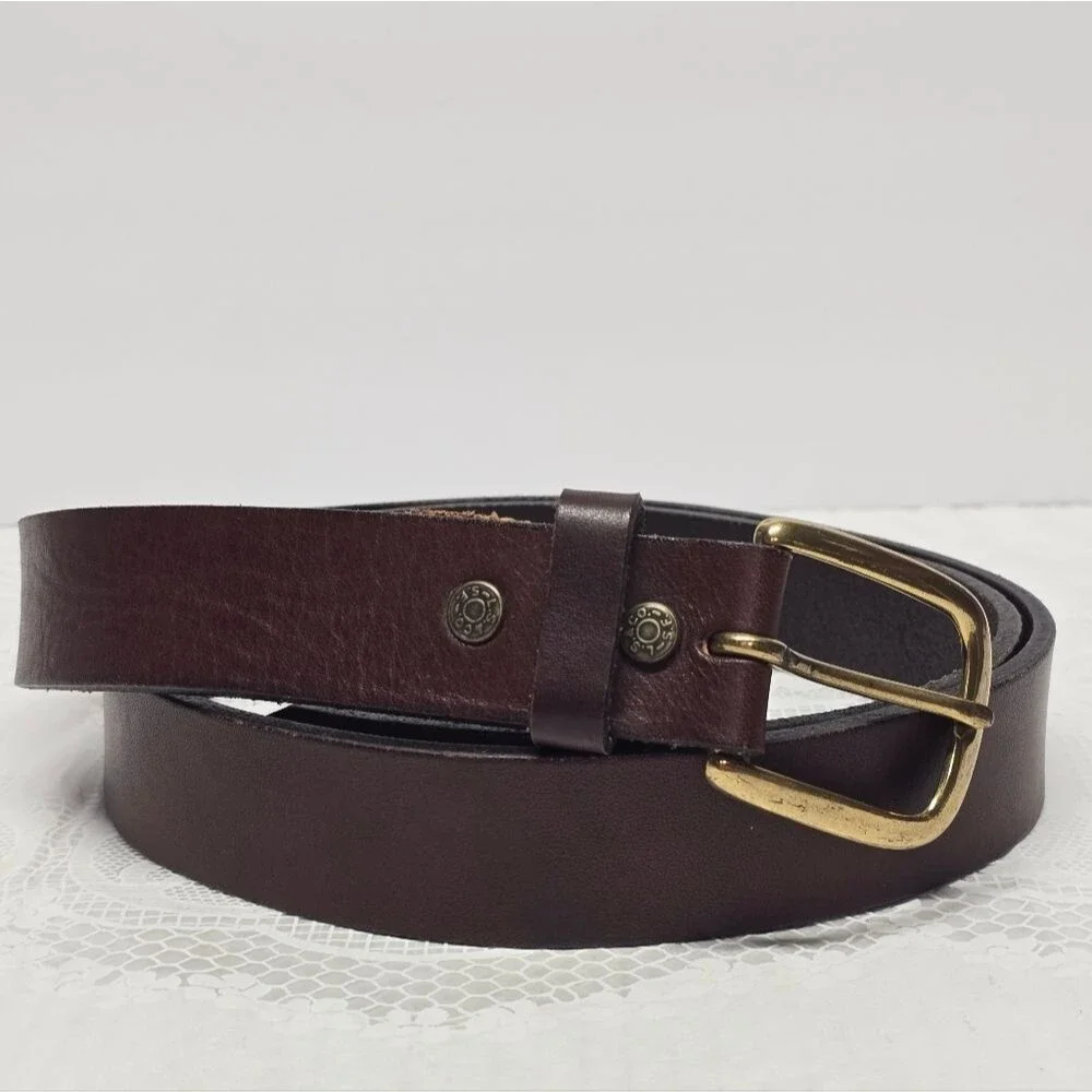 Levis Mens Full Grain Brown Genuine Leather Belt Size 44 Vintage Made In USA